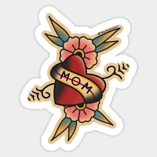 Mom Heart Traditional Tattoo Design Sticker